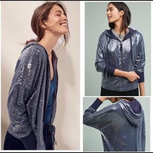Anthroplogie Blue Sequin Hoodie